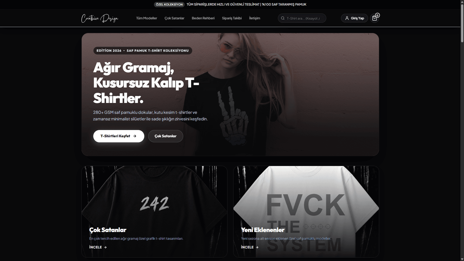 Creathive Design - Lüks Sokak Modası & 280+ GSM T-Shirt E-Ticaret Platformu
